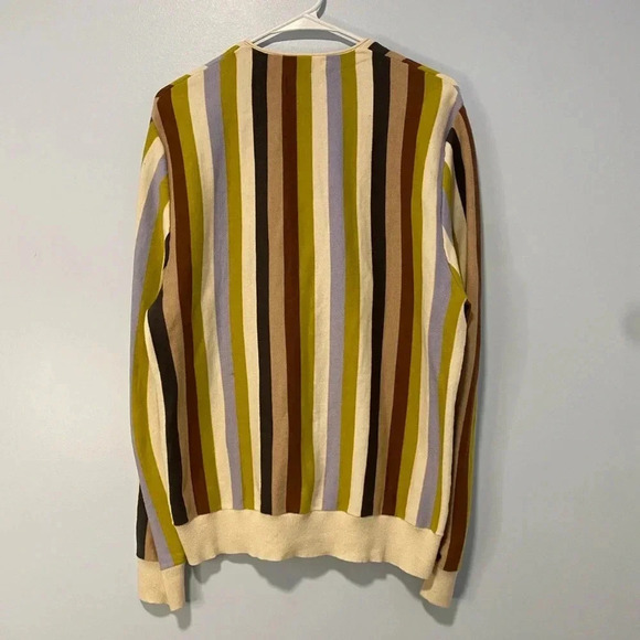 Checks Men’s Downtown Multi Stripe Button Down Cardigan Medium M Grandpa Retro - Picture 11 of 12